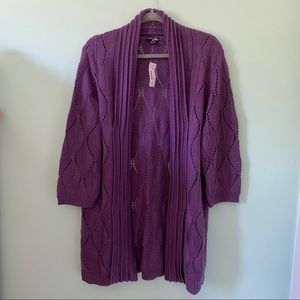 Deep Purple Wool Mix Knit Cardigan